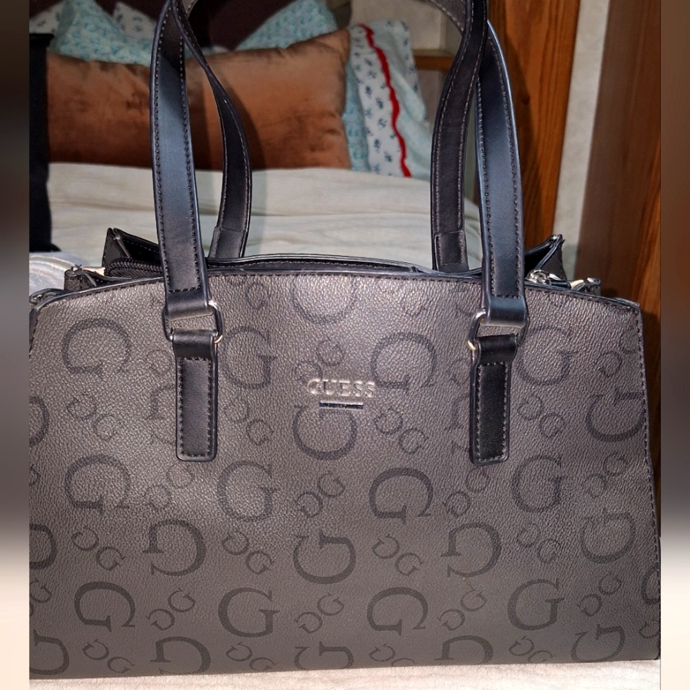 GUESS Women's Logo Print Satchel Crossbody Bag